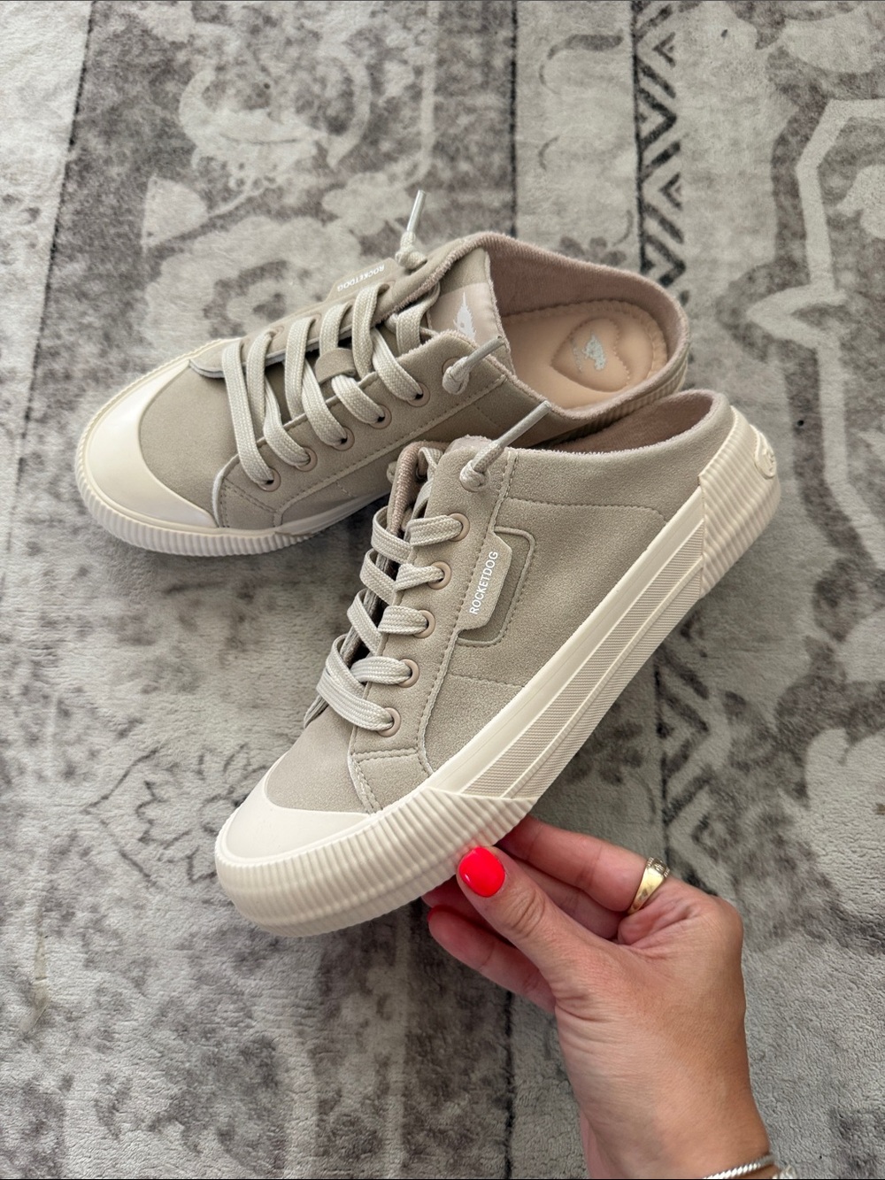 Rocket Dog Taupe Canvas Mule Sneakers with Ivory Trim - Picture 1 of 3